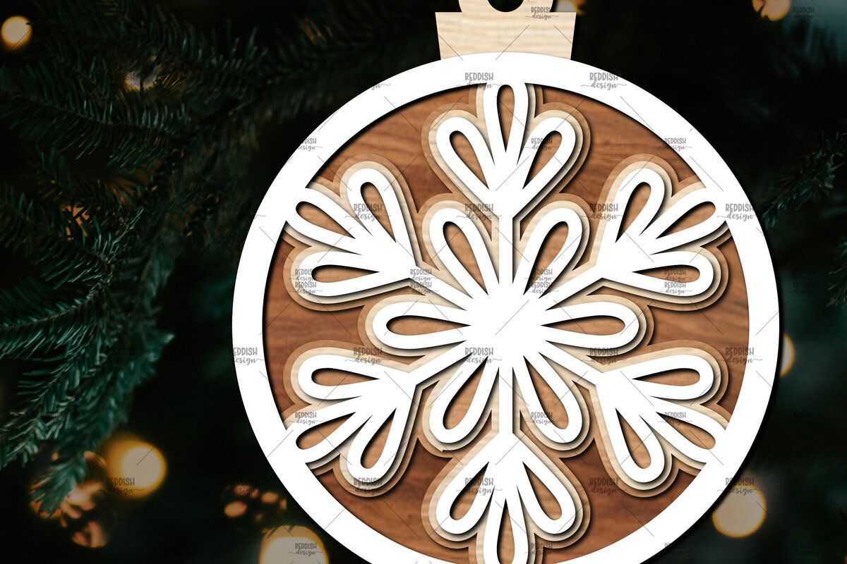 Intra απο ξύλο plywood 3mm-4mm πάχος – Στρογγυλό στολίδι νιφάδα χιονιού Δίασταση  20x20 cm INTRAFABR-106376574
