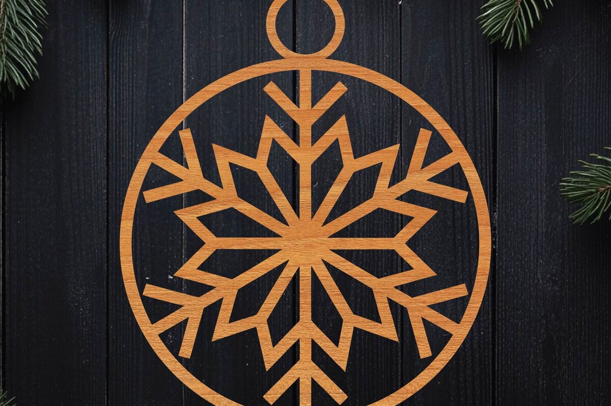 Intra απο ξύλο plywood 3mm-4mm πάχος – Snowflake Στρογγυλό στολίδι Δίασταση  20x20 cm INTRAFABR-109410494