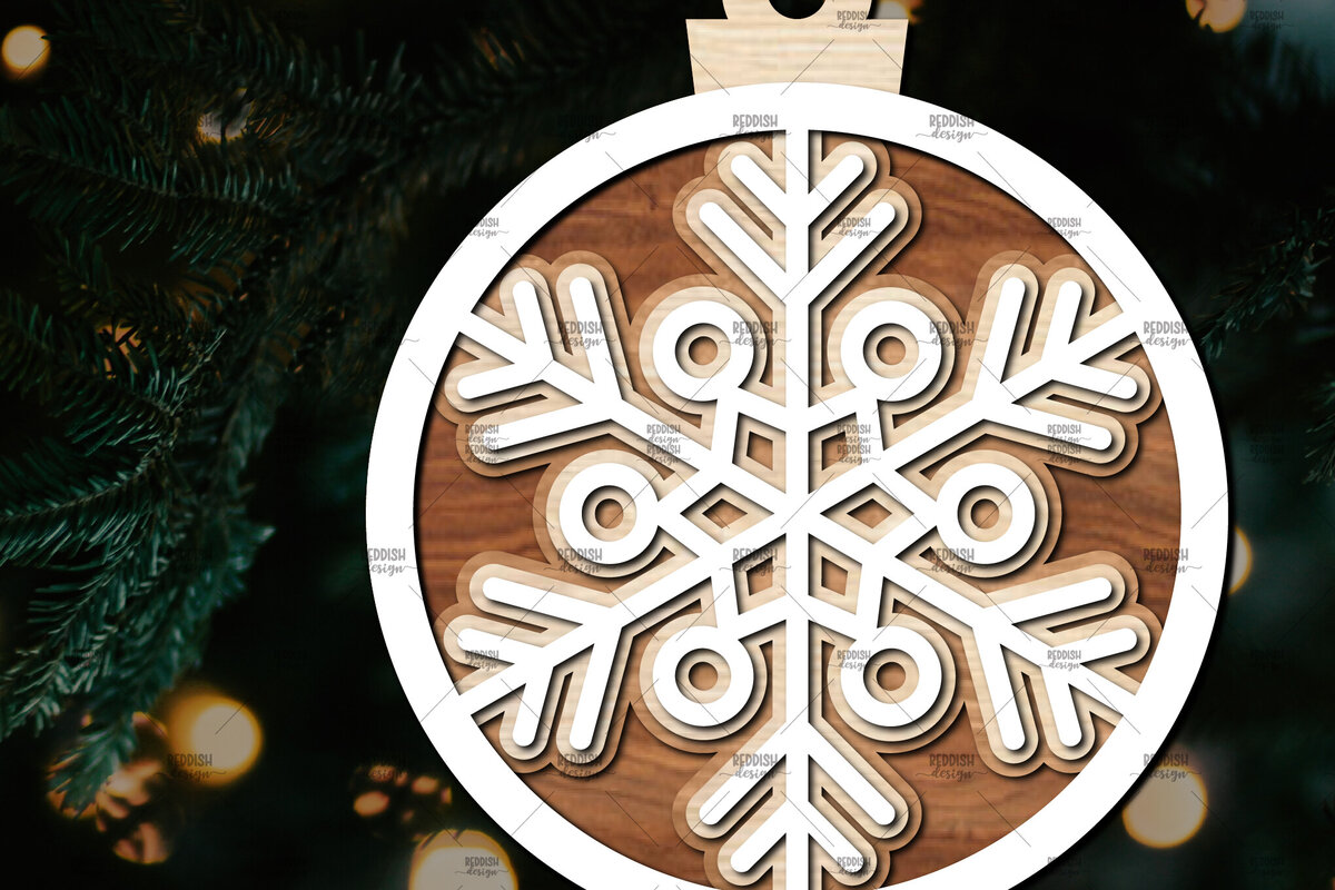 Intra απο ξύλο plywood 3mm-4mm πάχος – Στρογγυλό στολίδι νιφάδα χιονιού Δίασταση  20x20 cm INTRAFABR-106376354