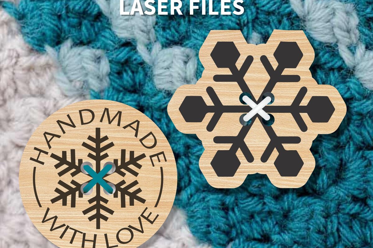 Intra απο ξύλο plywood 3mm-4mm πάχος – Χειροποίητα κουμπιά σε σχήμα νιφάδας χιονιού Δίασταση  20x20 cm INTRAFABR-106311727