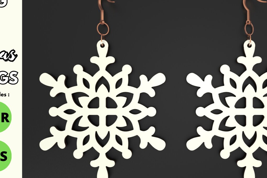 Intra απο ξύλο plywood 3mm-4mm πάχος – Χριστουγεννιάτικα σκουλαρίκια σε σχήμα νιφάδας χιονιού Δίασταση  5x5 cm INTRAFABR-79477984