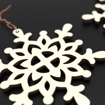 Intra απο ξύλο plywood 3mm-4mm πάχος – Χριστουγεννιάτικα σκουλαρίκια σε σχήμα νιφάδας χιονιού Δίασταση  5x5 cm INTRAFABR-79477984 - Image 2
