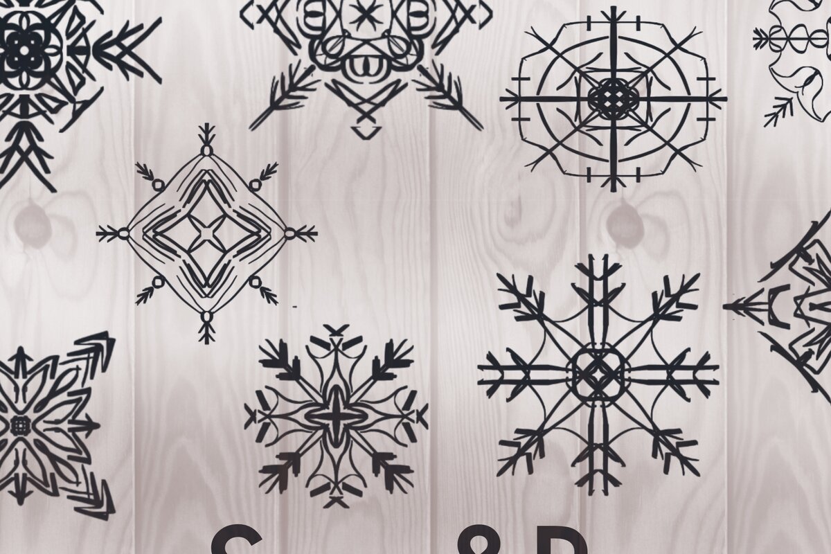 Intra απο ξύλο plywood 3mm-4mm πάχος – Snowflake - Snowflake Clipart Set Δίασταση  20x20 cm INTRAFABR-5542243