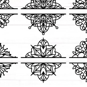 Intra απο ξύλο plywood 3mm-4mm πάχος – Πακέτο Snowflake Split Monogram Δίασταση  20x20 cm INTRAFABR-117724151 - Image 1