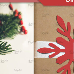 Intra απο ξύλο plywood 3mm-4mm πάχος – Snowflake. Ετικέτα δώρου XMas Ribbon Δίασταση  20x20 cm INTRAFABR-83081828