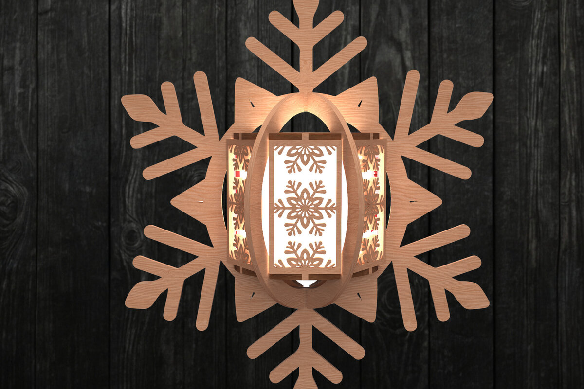 Intra απο ξύλο plywood 3mm-4mm πάχος – Στολίδι φαναριού με ξύλινο νιφάδα χιονιού Δίασταση  20x20 cm INTRAFABR-109536619
