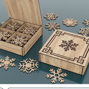 Intra απο ξύλο plywood 3mm-4mm πάχος – Αρχεία νιφάδων χιονιού και κουτιού αποθήκευσης δώρων Δίασταση 20x20 cm INTRAFABR-47679440