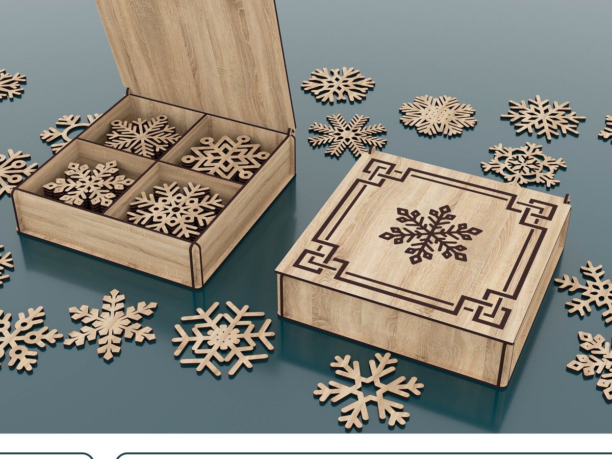 Intra απο ξύλο plywood 3mm-4mm πάχος – Αρχεία νιφάδων χιονιού και κουτιού αποθήκευσης δώρων Δίασταση  20x20 cm INTRAFABR-47679440