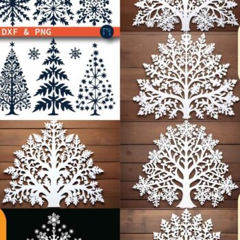 Intra απο ξύλο plywood 3mm-4mm πάχος – Πακέτο Snowflakes Christmas Tree Δίασταση  20x20 cm INTRAFABR-79999401 - Image 1