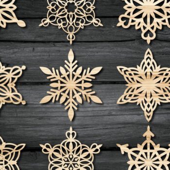 Intra απο ξύλο plywood 3mm-4mm πάχος – Νιφάδες χιονιού με λέιζερ Χριστουγεννιάτικη νιφάδα χιονιού Δίασταση  20x20 cm INTRAFABR-43802108 - Image 1