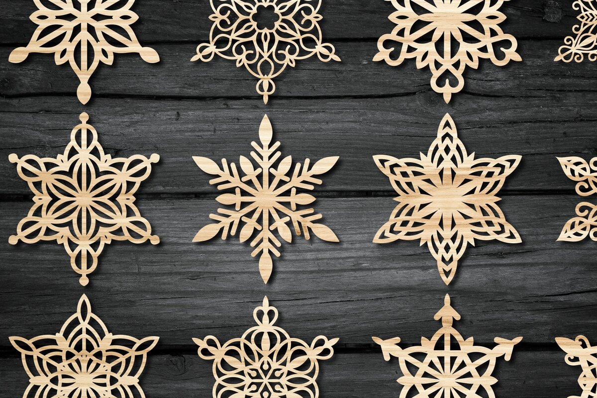 Intra απο ξύλο plywood 3mm-4mm πάχος – Νιφάδες χιονιού με λέιζερ Χριστουγεννιάτικη νιφάδα χιονιού Δίασταση  20x20 cm INTRAFABR-43802108