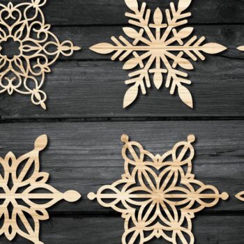 Intra απο ξύλο plywood 3mm-4mm πάχος – Νιφάδες χιονιού με λέιζερ Χριστουγεννιάτικη νιφάδα χιονιού Δίασταση  20x20 cm INTRAFABR-43802108 - Image 2