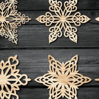 Intra απο ξύλο plywood 3mm-4mm πάχος – Νιφάδες χιονιού με λέιζερ Χριστουγεννιάτικη νιφάδα χιονιού Δίασταση  20x20 cm INTRAFABR-43802108 - Image 3