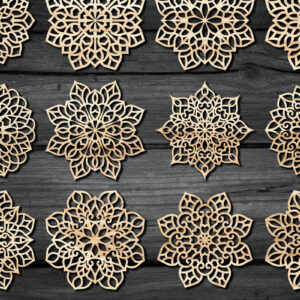 Intra απο ξύλο plywood 3mm-4mm πάχος – Snowflakes ,Snowflakes Δίασταση  20x20 cm INTRAFABR-59964338