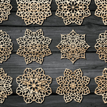 Intra απο ξύλο plywood 3mm-4mm πάχος – Snowflakes ,Snowflakes Δίασταση 20x20 cm INTRAFABR-59964338 - Image 1