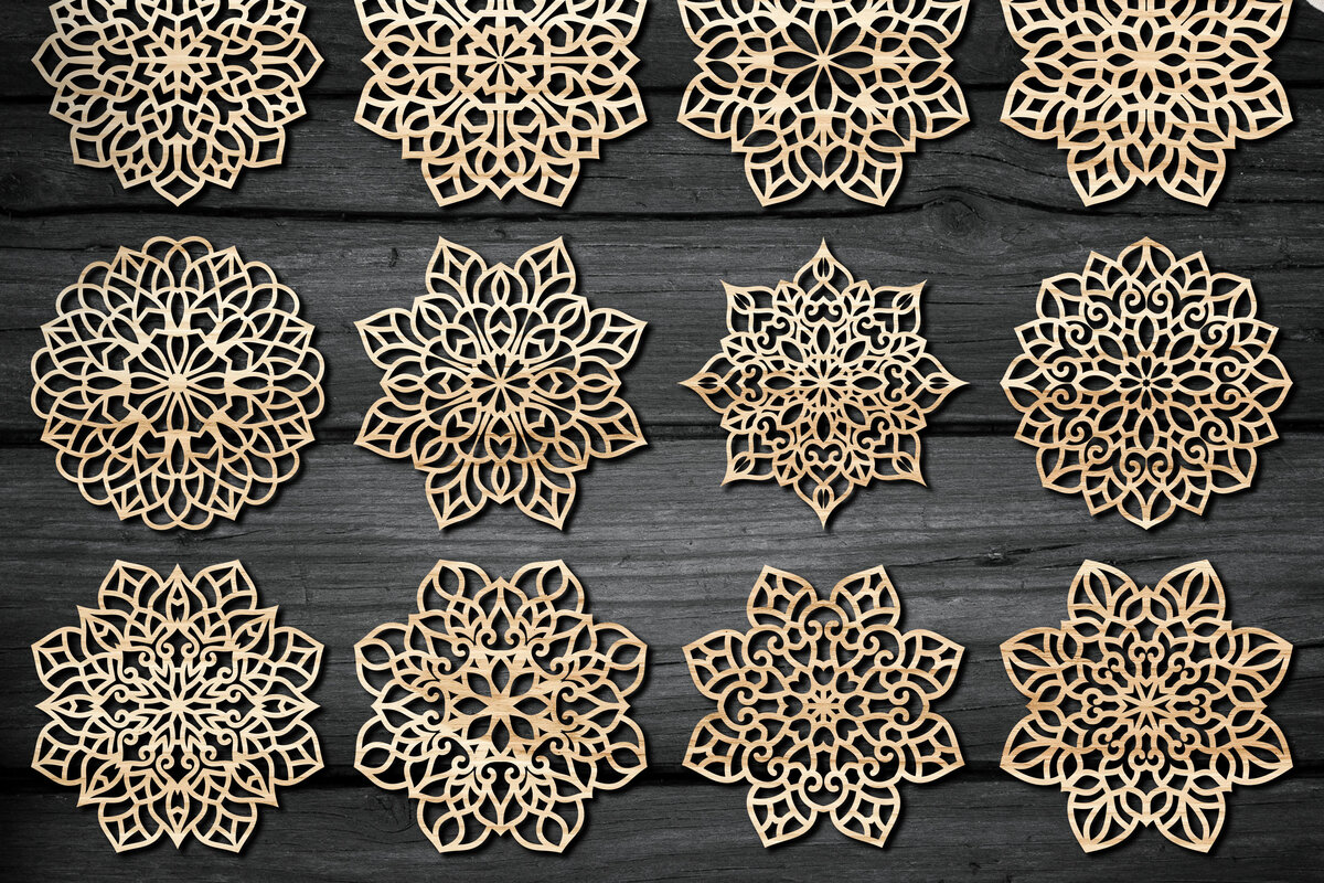 Intra απο ξύλο plywood 3mm-4mm πάχος – Snowflakes ,Snowflakes Δίασταση  20x20 cm INTRAFABR-59964338