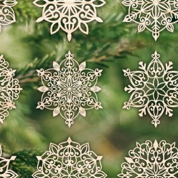 Intra απο ξύλο plywood 3mm-4mm πάχος – Snowflakes ,Snowflakes Δίασταση 20x20 cm INTRAFABR-76077503 - Image 1