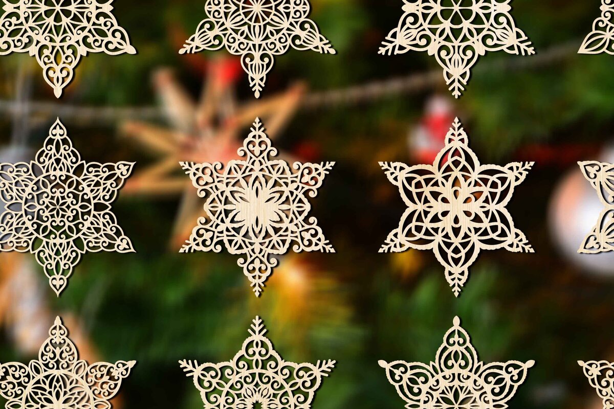 Intra απο ξύλο plywood 3mm-4mm πάχος – Snowflakes ,Snowflakes Δίασταση  20x20 cm INTRAFABR-76986248