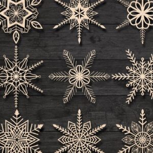 Intra απο ξύλο plywood 3mm-4mm πάχος – Snowflakes ,Snowflakes Δίασταση  20x20 cm INTRAFABR-77113451