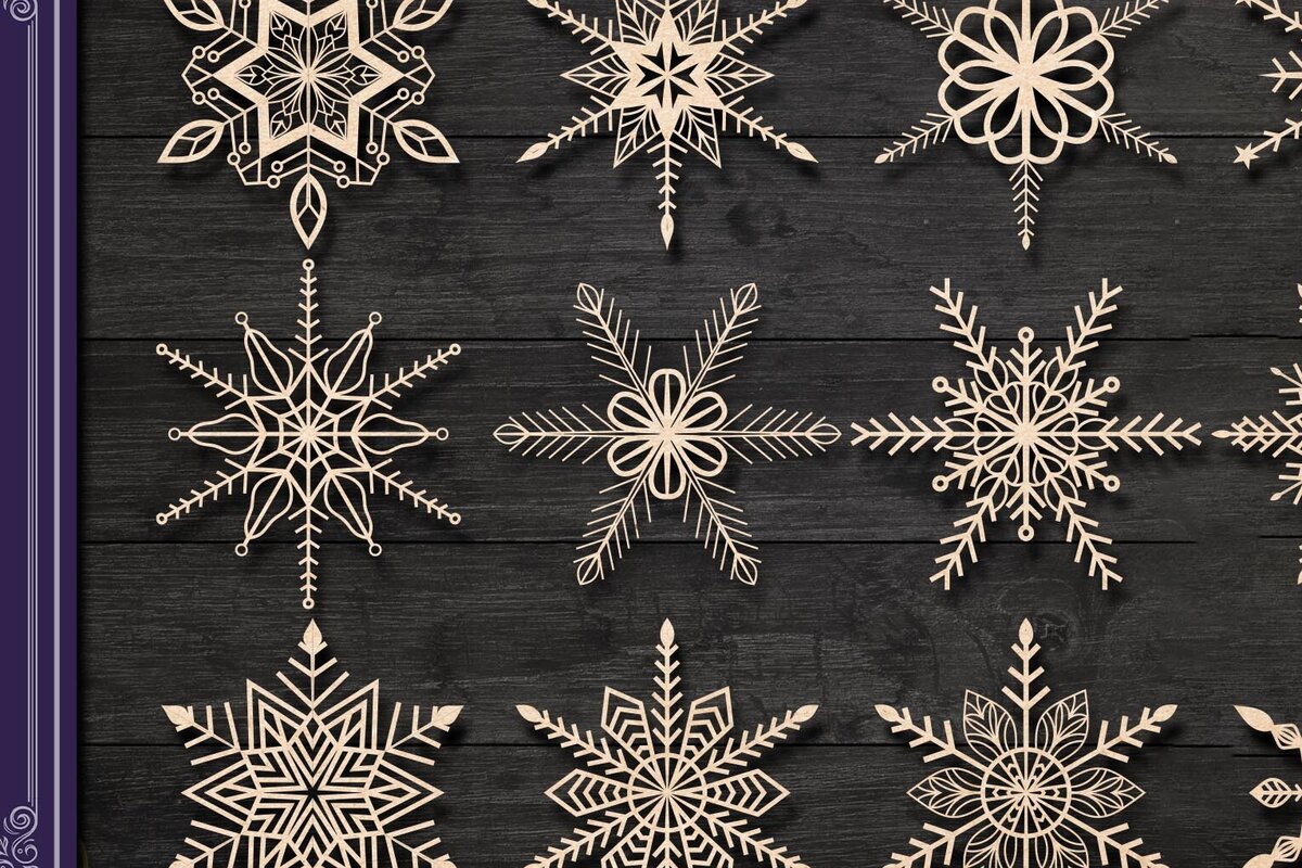 Intra απο ξύλο plywood 3mm-4mm πάχος – Snowflakes ,Snowflakes Δίασταση  20x20 cm INTRAFABR-77113451