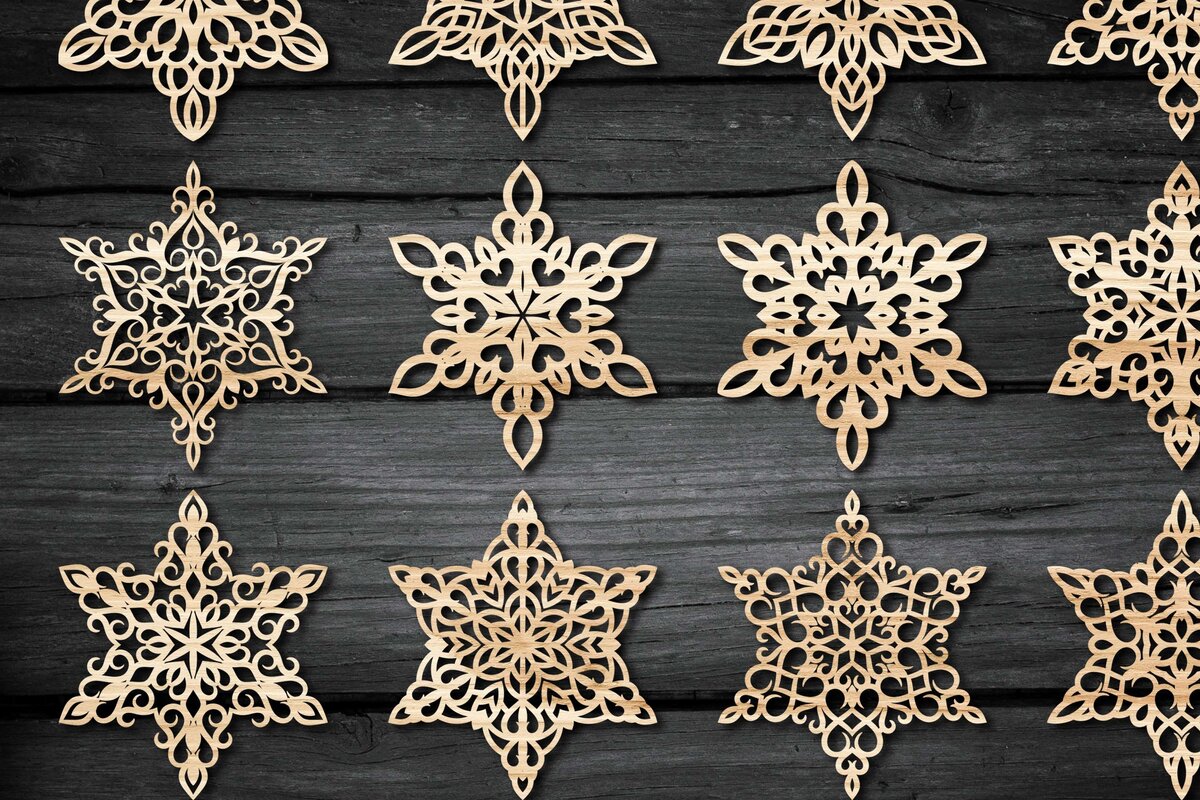 Intra απο ξύλο plywood 3mm-4mm πάχος – Snowflakes ,Snowflakes Δίασταση  20x20 cm INTRAFABR-46949750