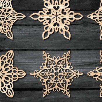 Intra απο ξύλο plywood 3mm-4mm πάχος – Snowflakes ,Snowflakes Δίασταση  20x20 cm INTRAFABR-46949750 - Image 2