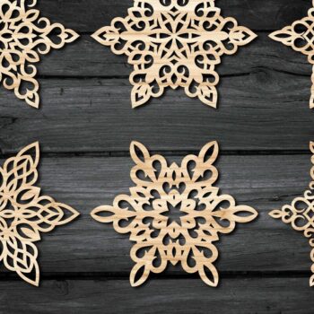 Intra απο ξύλο plywood 3mm-4mm πάχος – Snowflakes ,Snowflakes Δίασταση  20x20 cm INTRAFABR-46949750 - Image 3