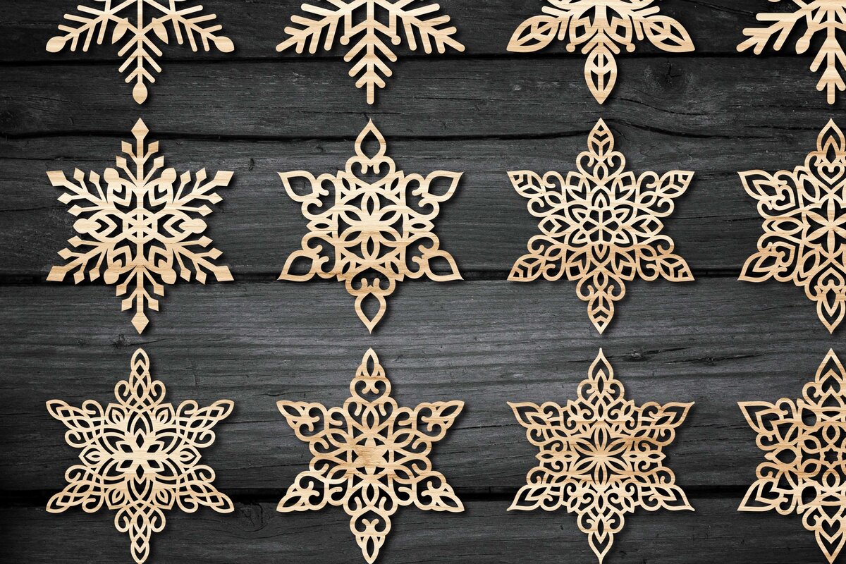 Intra απο ξύλο plywood 3mm-4mm πάχος – Snowflakes ,Snowflakes Δίασταση  20x20 cm INTRAFABR-46950305