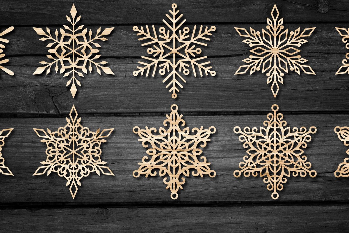 Intra απο ξύλο plywood 3mm-4mm πάχος – Snowflakes ,Snowflakes Δίασταση  20x20 cm INTRAFABR-47248753