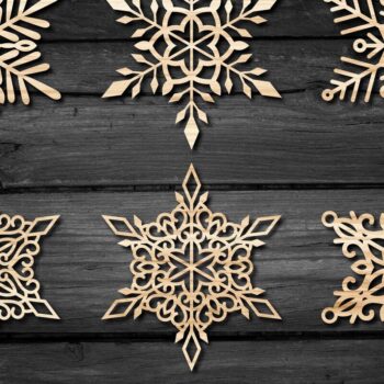 Intra απο ξύλο plywood 3mm-4mm πάχος – Snowflakes ,Snowflakes Δίασταση  20x20 cm INTRAFABR-47248753 - Image 2