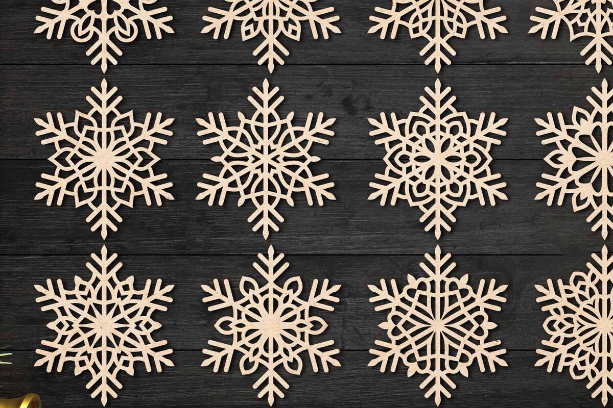 Intra απο ξύλο plywood 3mm-4mm πάχος – Snowflakes, Snowflakes 42 Δίασταση  20x20 cm INTRAFABR-77684624