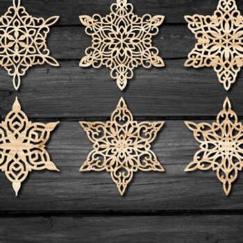 Intra απο ξύλο plywood 3mm-4mm πάχος – Snowflakes ,Snowflakes Δίασταση  20x20 cm INTRAFABR-47757325 - Image 1