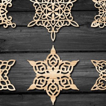 Intra απο ξύλο plywood 3mm-4mm πάχος – Snowflakes ,Snowflakes Δίασταση  20x20 cm INTRAFABR-47757325 - Image 2