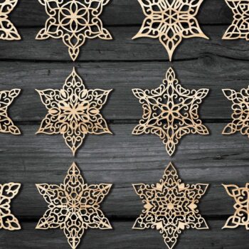 Intra απο ξύλο plywood 3mm-4mm πάχος – Snowflakes ,Snowflakes Δίασταση 20x20 cm INTRAFABR-48677846 - Image 1