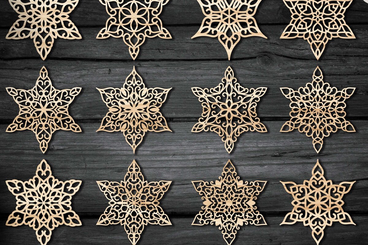 Intra απο ξύλο plywood 3mm-4mm πάχος – Snowflakes ,Snowflakes Δίασταση  20x20 cm INTRAFABR-48677846