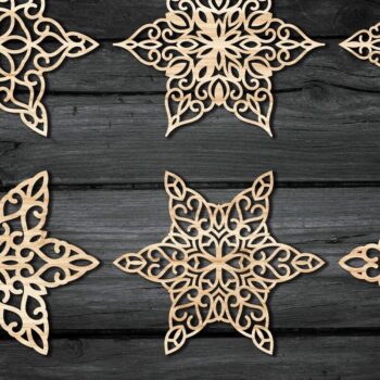 Intra απο ξύλο plywood 3mm-4mm πάχος – Snowflakes ,Snowflakes Δίασταση 20x20 cm INTRAFABR-48677846 - Image 2
