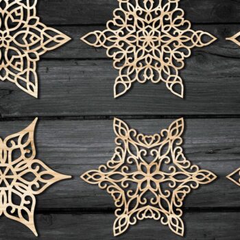 Intra απο ξύλο plywood 3mm-4mm πάχος – Snowflakes ,Snowflakes Δίασταση 20x20 cm INTRAFABR-48677846 - Image 3