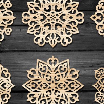 Intra απο ξύλο plywood 3mm-4mm πάχος – Snowflakes ,Snowflakes Δίασταση  20x20 cm INTRAFABR-59005028 - Image 2