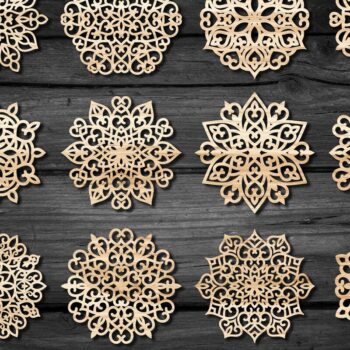 Intra απο ξύλο plywood 3mm-4mm πάχος – Snowflakes ,Snowflakes Δίασταση  20x20 cm INTRAFABR-59005028 - Image 3
