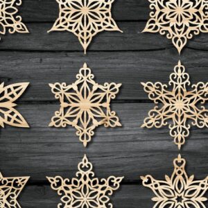 Intra απο ξύλο plywood 3mm-4mm πάχος – Snowflakes, Snowflakes Δίασταση  20x20 cm INTRAFABR-43802595
