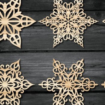 Intra απο ξύλο plywood 3mm-4mm πάχος – Snowflakes, Snowflakes Δίασταση 20x20 cm INTRAFABR-43802595 - Image 2
