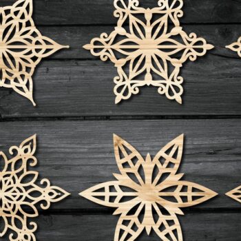 Intra απο ξύλο plywood 3mm-4mm πάχος – Snowflakes, Snowflakes Δίασταση 20x20 cm INTRAFABR-43802595 - Image 3