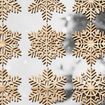 Intra απο ξύλο plywood 3mm-4mm πάχος – Snowflakes Bundle 06 Δίασταση  20x20 cm INTRAFABR-77362534 - Image 1