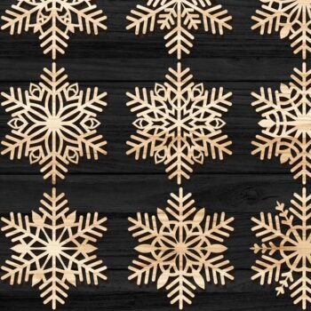 Intra απο ξύλο plywood 3mm-4mm πάχος – Snowflakes Bundle 07 Δίασταση  20x20 cm INTRAFABR-77362761 - Image 1