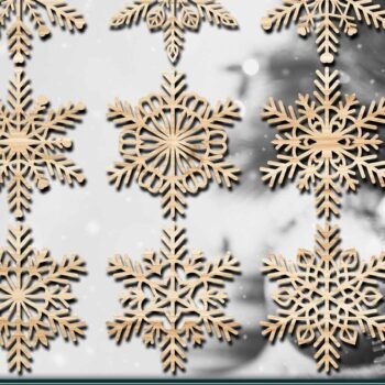 Intra απο ξύλο plywood 3mm-4mm πάχος – Snowflakes Bundle 08 Δίασταση 20x20 cm INTRAFABR-77362879 - Image 2