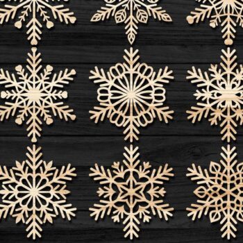Intra απο ξύλο plywood 3mm-4mm πάχος – Snowflakes Bundle 08 Δίασταση 20x20 cm INTRAFABR-77362879 - Image 3