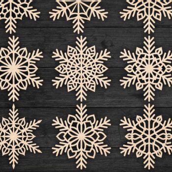 Intra απο ξύλο plywood 3mm-4mm πάχος – Πακέτο Snowflakes 09 Δίασταση  20x20 cm INTRAFABR-77363057 - Image 1