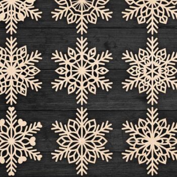 Intra απο ξύλο plywood 3mm-4mm πάχος – Snowflakes Bundle 10 Δίασταση 20x20 cm INTRAFABR-77363190 - Image 1