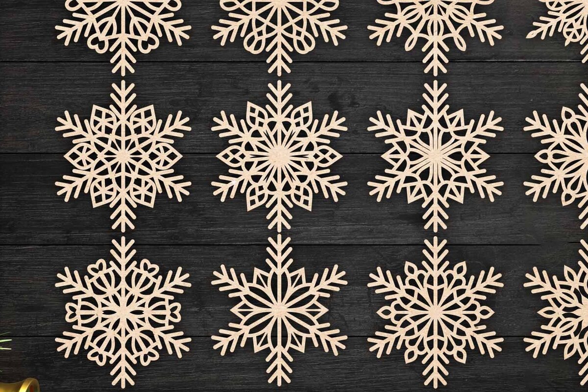 Intra απο ξύλο plywood 3mm-4mm πάχος – Πακέτο Snowflakes 11 Δίασταση  20x20 cm INTRAFABR-77368758