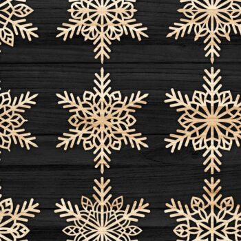 Intra απο ξύλο plywood 3mm-4mm πάχος – Snowflakes Bundle 12 Δίασταση  20x20 cm INTRAFABR-77368939 - Image 1